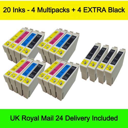 4 Multipacks + 4 Black - Compatible Epson T0711-4 T0715 (Cheetah) Extra High Capacity Ink Cartridges