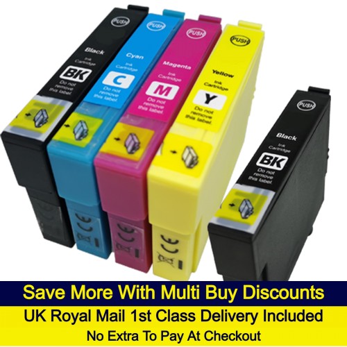 1 Multipack (BCMY) Plus 1 Black- Compatible Epson 18 / 18XL (Daisy) Extra High Capacity Ink Cartridges