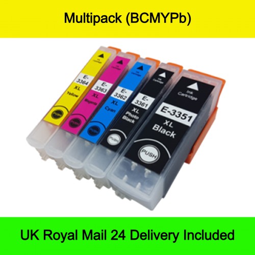 1 Multipack (BCMYPb) - Compatible Epson 33 / 33XL (Oranges) Extra High Capacity Ink Cartridges