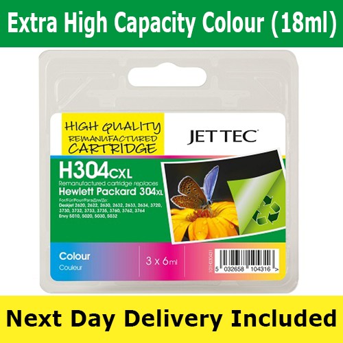 Jettec Remanufactured HP 304XL Colour - High Yield Ink Cartridge (18ml)