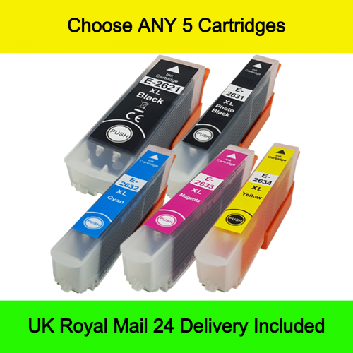 Mix ANY 5 Compatible Epson 26 / 26XL Ink Cartridges