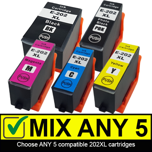 Mix ANY 5 Compatible Ink Cartridges To Replace Epson 202XL | ChaseInk.co.uk