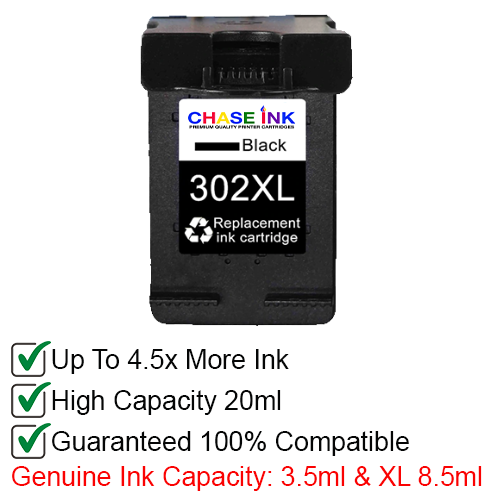 Hp 302 Xl Black High Yield Remanufactured Ink Cartridge 20ml Uk 7454