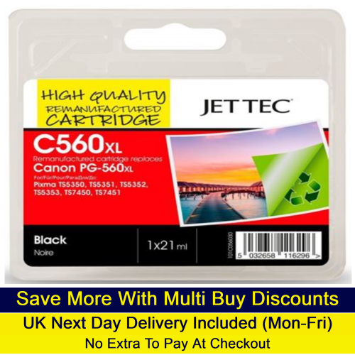 Jettec Remanufactured Canon PG-560XL High Yield Black Ink Cartridge