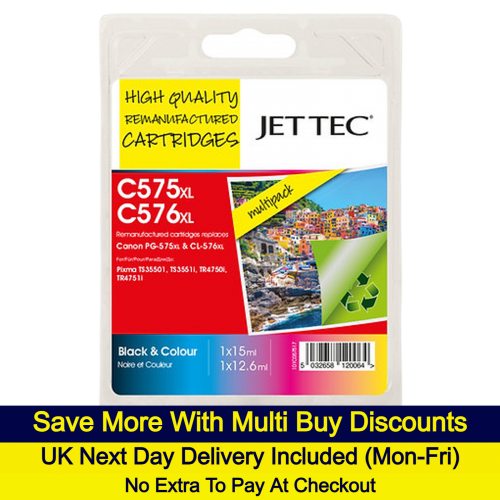 Jettec Remanufactured Canon PG-575XL/CL-576XL High Yield Ink Cartridge Multipack